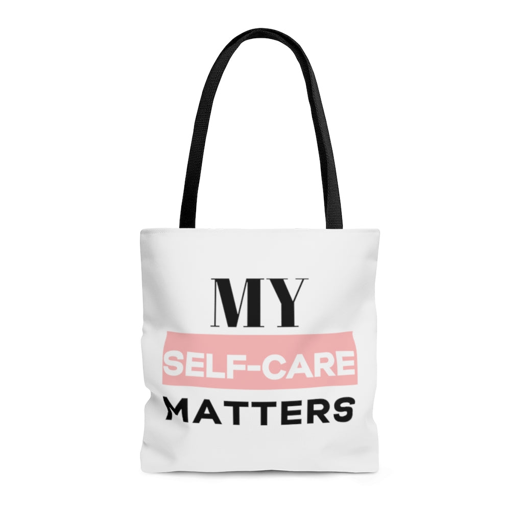Self-Care Carrying Bag White, Black, & Pink #myselfcarematters