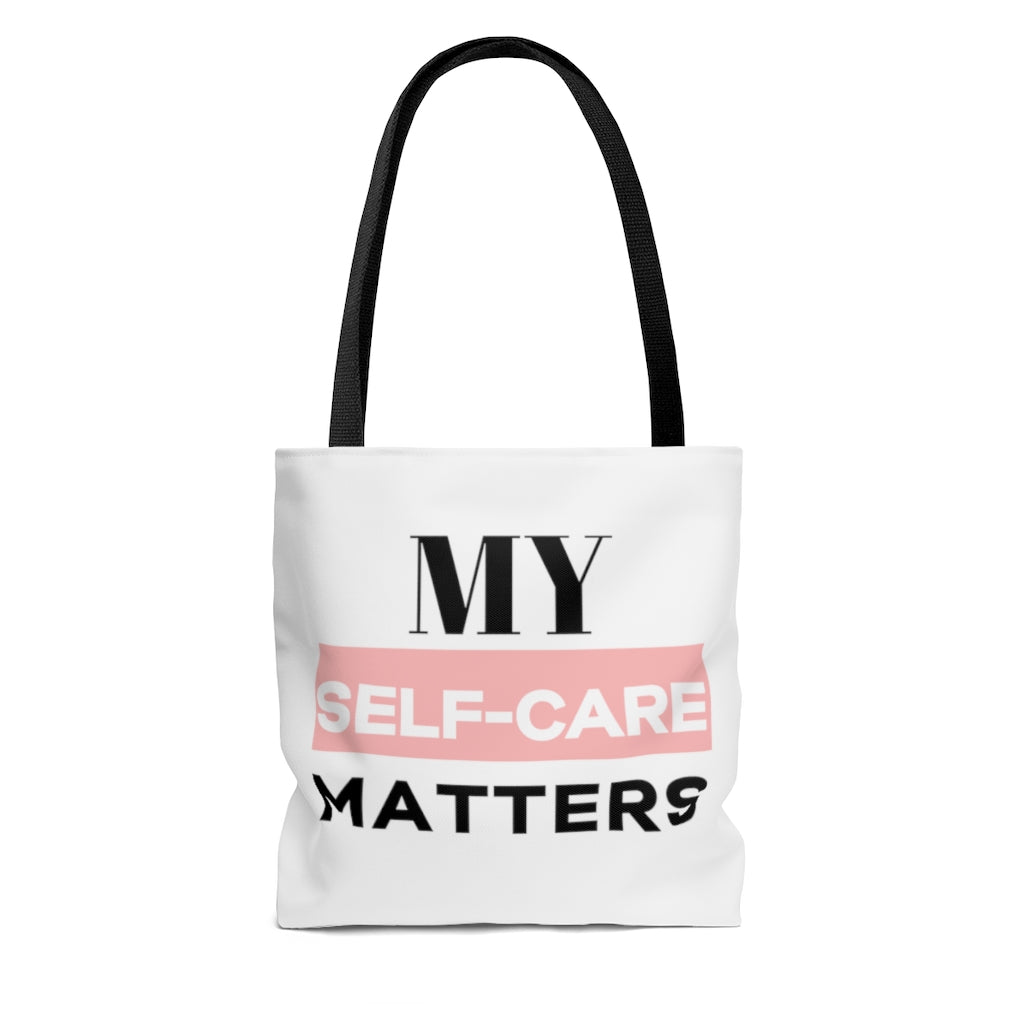 Self-Care Carrying Bag White, Black, & Pink #myselfcarematters